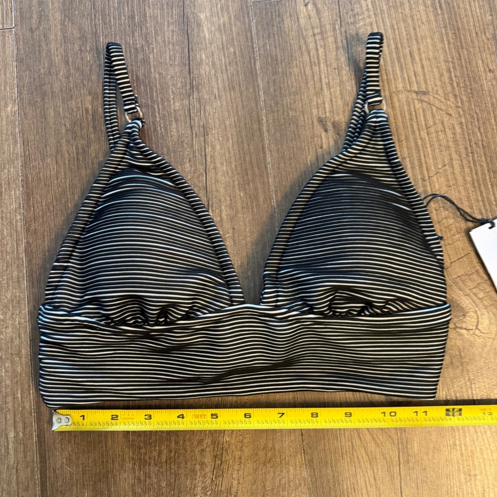 Shade & Shore Bikini Top Women Size M Black White Striped Longline Triangle NWT - Picture 5 of 9